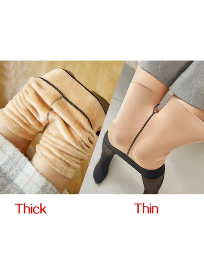 Woman's Thermal Fleece Tights: Sexy Winter Warm Pantyhose - Translucent Slim Thicken Tights with Elastic Velvet, Female