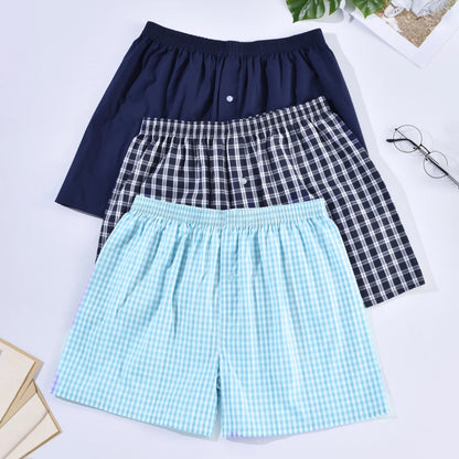 Upgrade Your Comfort: Men's Casual Cotton Boxers Shorts - Arrow Panties with Striped Plaid Design, Loose and Comfortable Underwear for Homewear