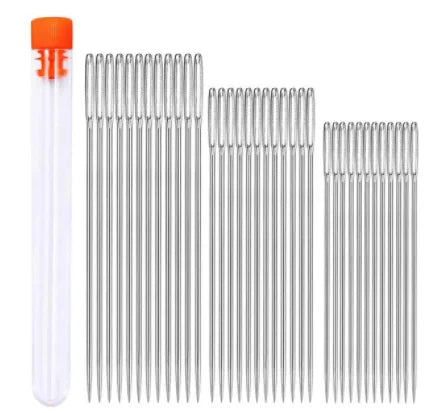 Large Eye Sewing Needles Set – Stainless Steel Hand Stitching & Leather Craft Needles for Knitting, Embroidery & DIY Sewing Tools