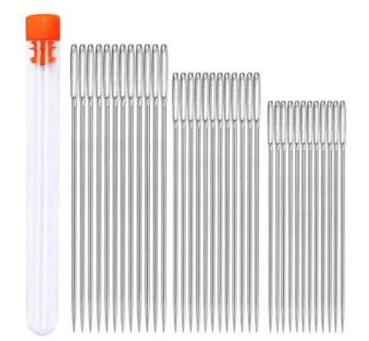 Large Eye Sewing Needles Set – Stainless Steel Hand Stitching & Leather Craft Needles for Knitting, Embroidery & DIY Sewing Tools