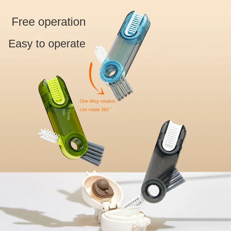 3-in-1 Multifunctional Bottle Gap Cleaner - Mini Silicone U-Shaped Brush for Water Bottles, Cups, and Narrow Spaces