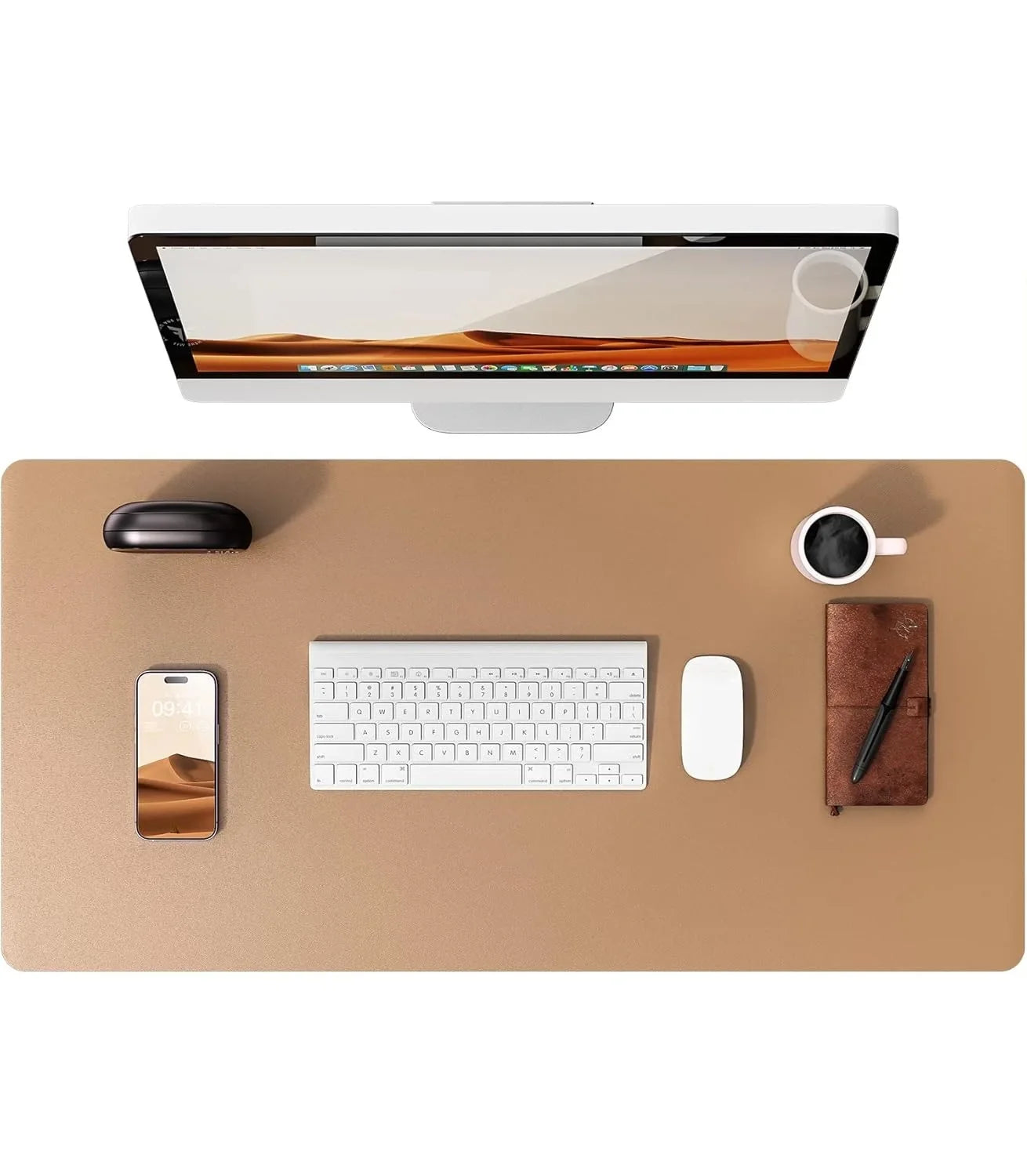 Large Leather Mouse Pad Desk Mat - Non-Slip PU Leather Office Desk Protector for Laptop & Workspace Setup
