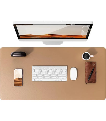 Large Leather Mouse Pad Desk Mat - Non-Slip PU Leather Office Desk Protector for Laptop & Workspace Setup