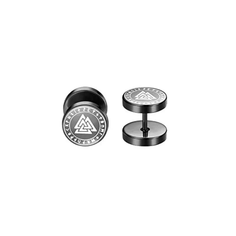 1/6 Pairs 18G Viking Rune Round Stud Earrings — 316L Stainless Steel Cartilage, Tragus & Helix Piercing Jewelry for Men & Women