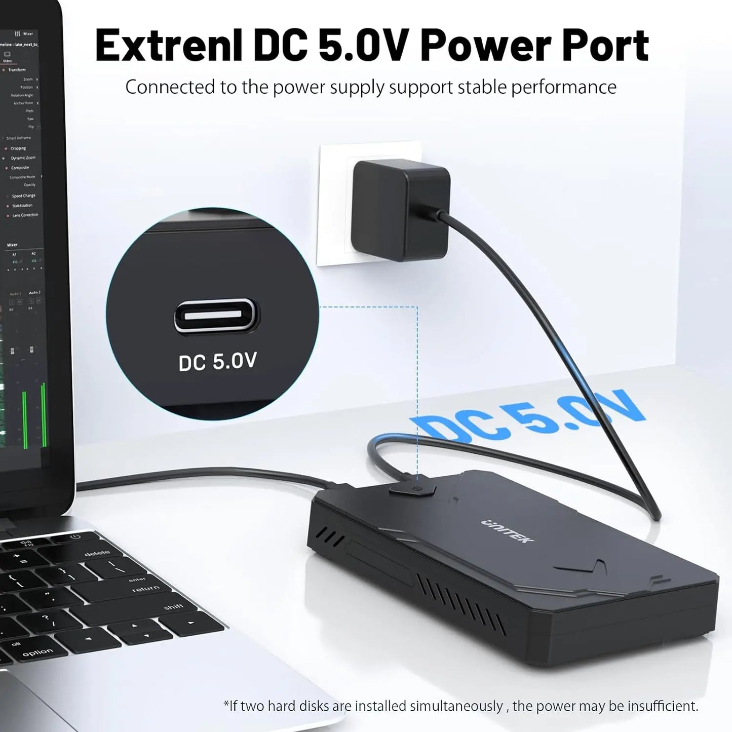 Unitek M2 NVMe SSD Enclosure SATA to USB-C 3.2 10Gbps UASP Adapter for 2.5" SSD – M.2 External Drive Case