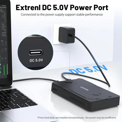 Unitek M2 NVMe SSD Enclosure SATA to USB-C 3.2 10Gbps UASP Adapter for 2.5" SSD – M.2 External Drive Case