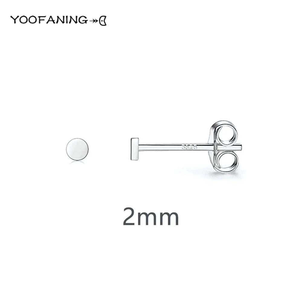 925 Sterling Silver Ear Needle Earrings – Simple Circular Gold & Silver Studs for Women Jewelry (Multiple Sizes)