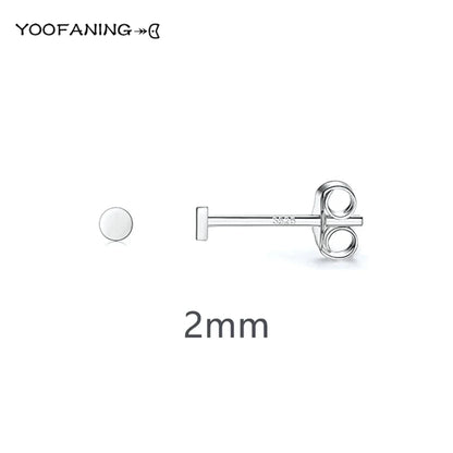 925 Sterling Silver Ear Needle Earrings – Simple Circular Gold & Silver Studs for Women Jewelry (Multiple Sizes)