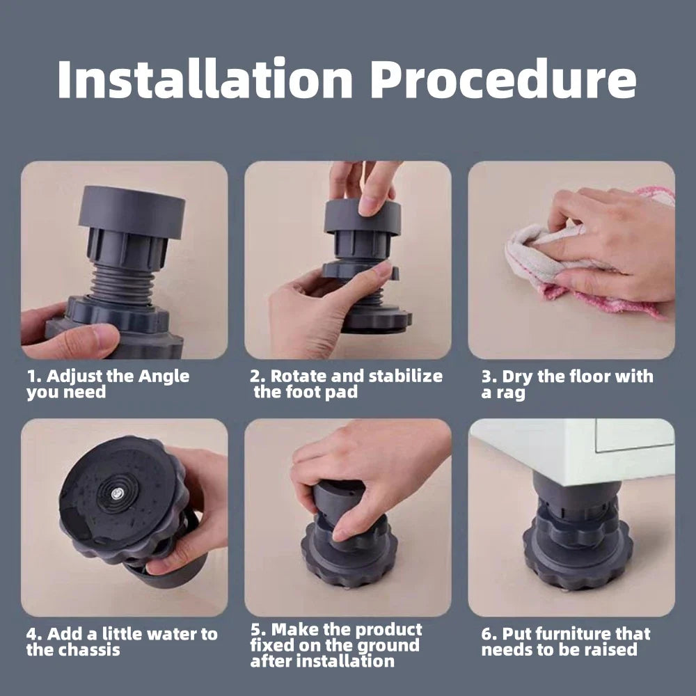 4PCS Washing Machine Foot Pads – Noise-Reducing, Shock-Absorbing, Non-Slip Brackets for Refrigerator & Appliances