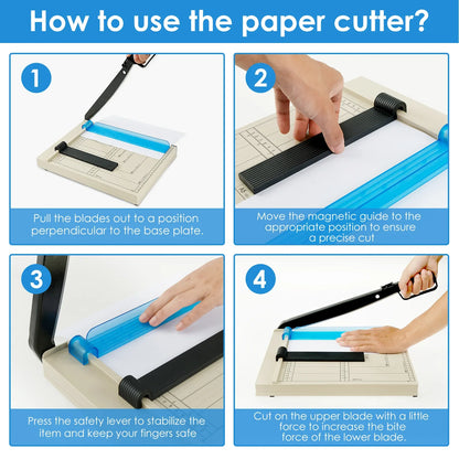 Guillotine Paper Cutter — Accurate DIY Paper Slicer with Safety Guard & Blade Lock, 12-Sheet Capacity
