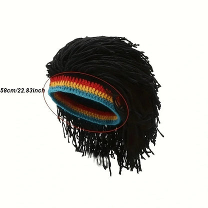 Unisex Synthetic Dreadlock Wig Beanie – Handmade Crochet Rasta Hat for Hip Hop, Jamaica, African Party & Dance