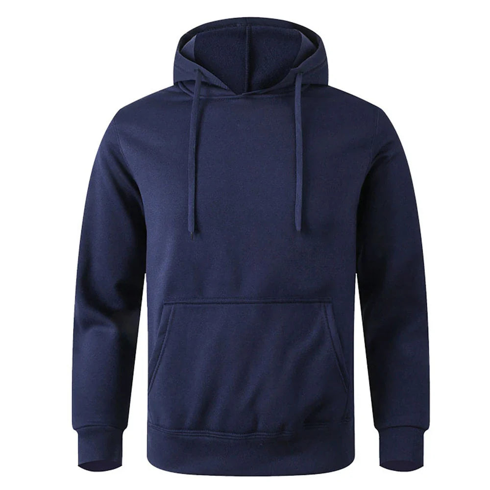 Unisex Warm Sweatshirt — Casual Solid Color Streetwear Pullover with Pocket, Sport & Fitness Hoodie in Multiple Colors