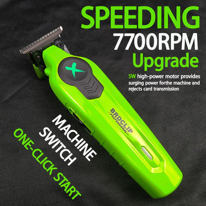 2025 BRDCLIP FA1T Green Professional Hair Trimmer — Barber Carving Electric Clipper with Gradient Finish & Charger Stand