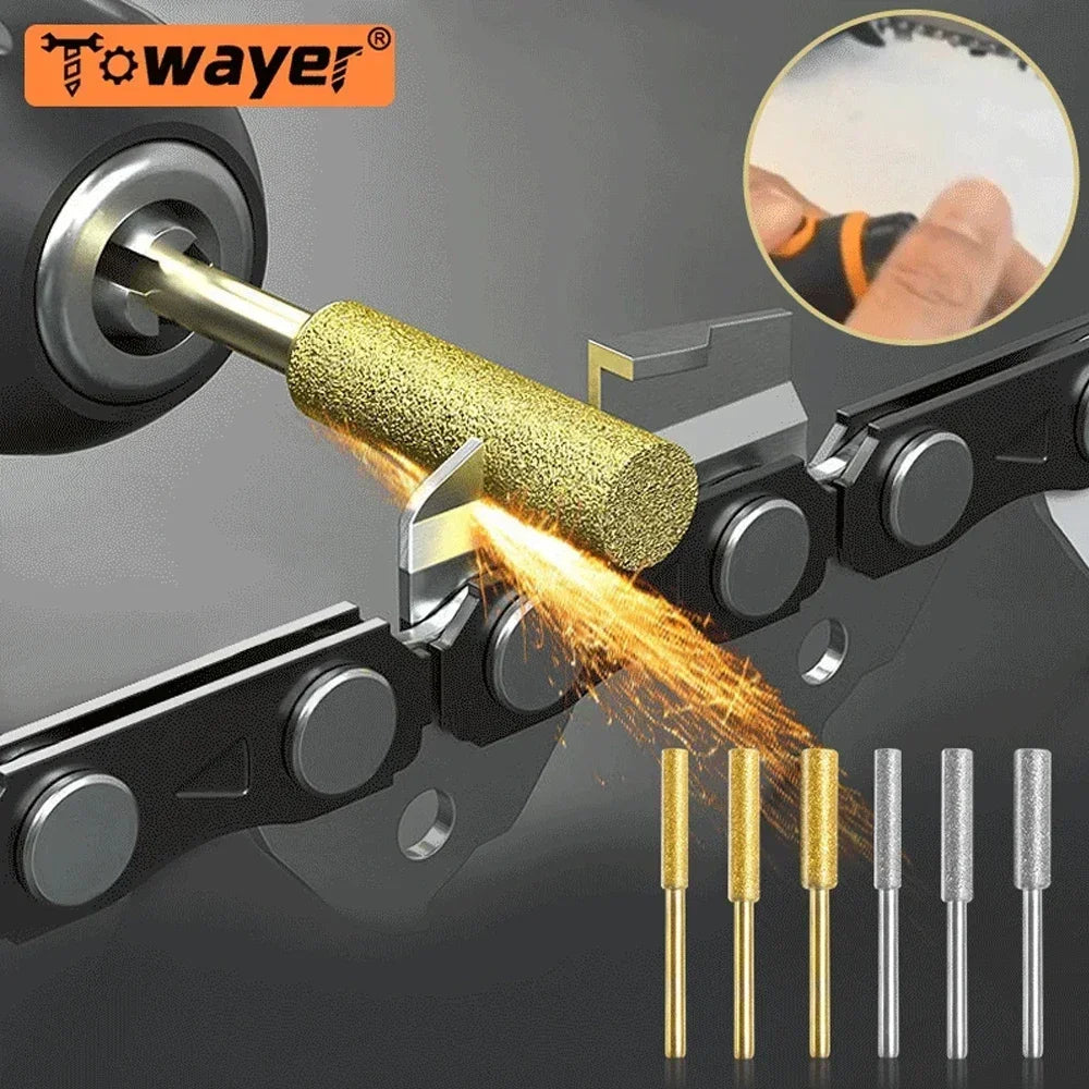 3/4/5/6Pcs Diamond Coated Cylindrical Burr Chainsaw Sharpener Stones – 4mm/4.8mm/5.5mm Grinding Files for Chain Saw Carving & Sharpening Tools