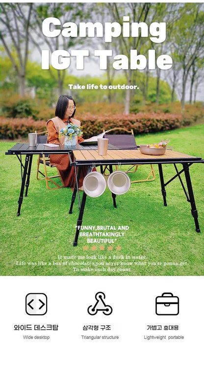 Lohascamping Folding IGT Table – Lightweight Portable Roll Table with Adjustable Legs for BBQ, Desktop Burner & Backpacking