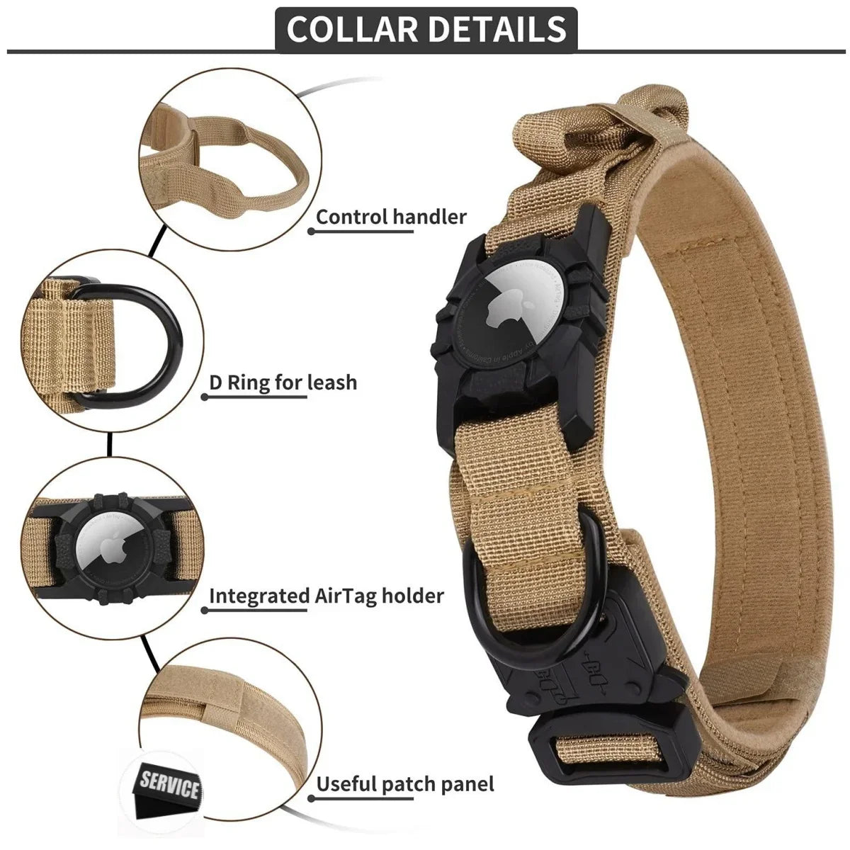 Adjustable Nylon AirTag Dog Collar with Metal Buckle – Anti-Lost Tactical Pet Tracking Accessory