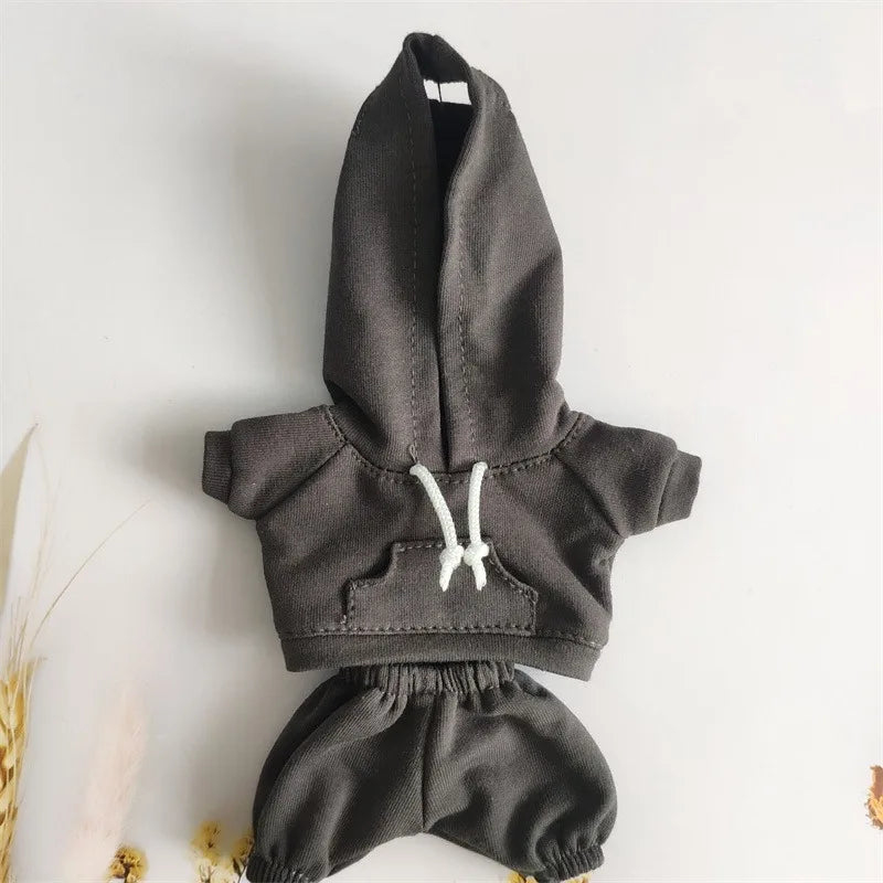 Labubu Casual Sweatsuit Set for 15/17cm Dolls — Comfy Doll Clothes with Ribbed Hem Details