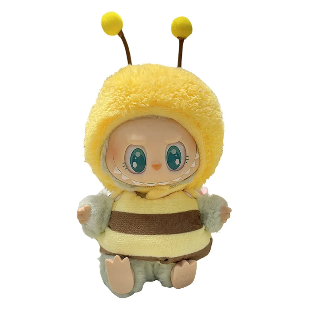 Labubu v1v2 Doll Clothes Outfit (15-17cm) – Sitting Party Bear Accessories with Scarf, Hat & Bag