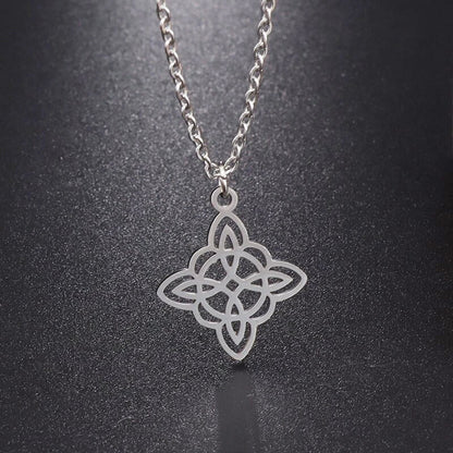 Witchcraft Witch Knot Necklace - Irish Trinity Knot Triple Spiral Pendant, Stainless Steel Ankh Cross Pentagram Amulet Jewelry