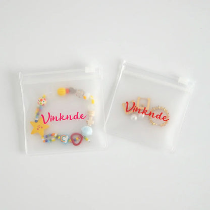 200PCS Bulk Jewelry Zipper Bags — Custom Frosted Transparent PVC Pouches for Necklaces, Earrings & Rings with Logo