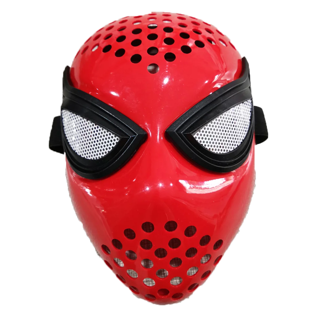 Spider-Man: Far From Home Iron Spider Cosplay Mask — Red & Black Faceshell Helmet with Elastic Straps, Costume Accessory