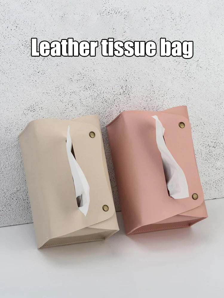 PU Leather Tissue Box – Desktop Storage Organizer for Dining Room, Living Room & Kitchen, 1PC