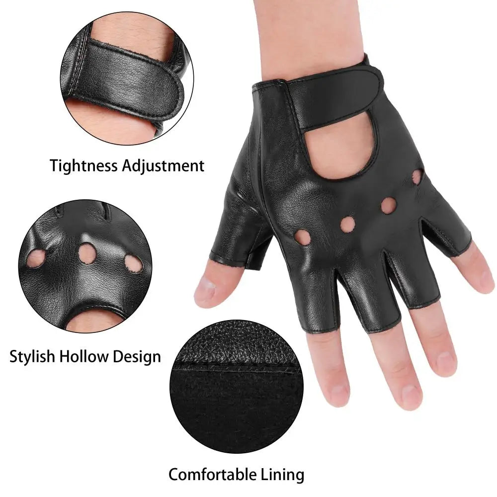 DOMEN Unisex Half Finger Synthetic Leather Gloves – Riding, Driving, Fitness & Motorcycle Gloves