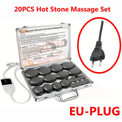 Adjustable Temperature Hot Stone Massage Set with Heater – Professional Spa Tool for Neck and Body Relaxation