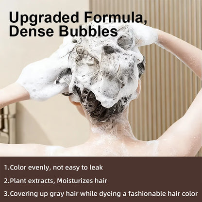 YUITIKUE Brown Hair Dye Shampoo - 4-in-1 Ginger Formula for Hair Coloring Moisture and Nourishing Care
