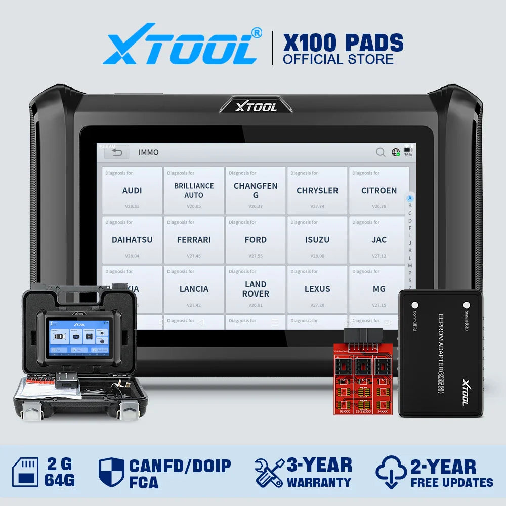 XTOOL X100 PADS Car Key Programmer & Generator – All-System PIN Code Reader, CANFD DOIP FCA V2.0 Automotive Diagnostic Scanner