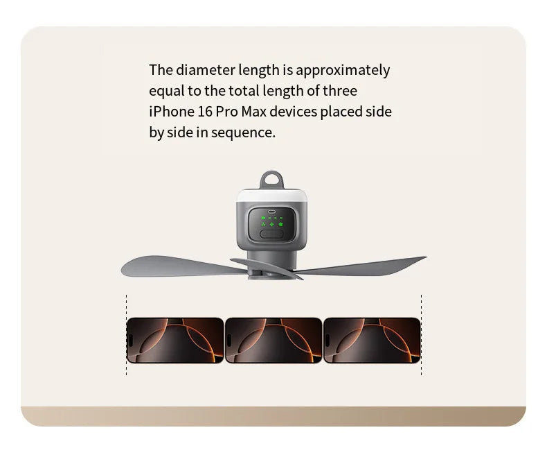 12000mAh Portable Ceiling & Camping Fan – Outdoor Tent Air Circulator and Cooling Ventilator