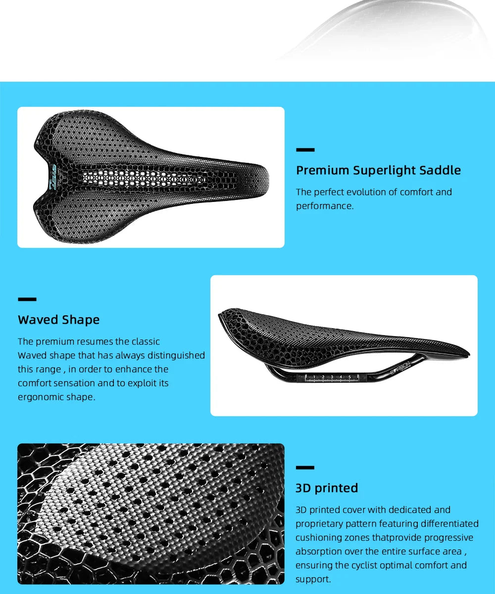 RYET Carbon 3D Printed Bike Saddle – Ultralight 175g Seat for Men & Women Road, MTB, Gravel, Triathlon Cycling