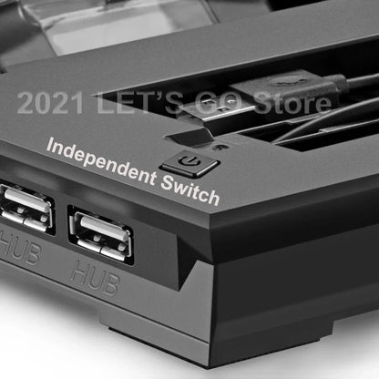 PS4 Slim Vertical Stand — Cooling Fan & Controller Charging Dock Station