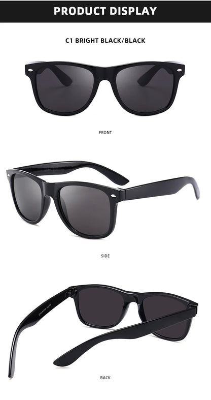 Classic Square Polarized Sunglasses – Retro Black Anti-Glare Driving Shades for Men & Women