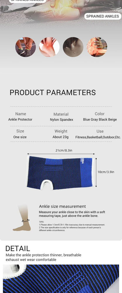 Elastic Breathable Ankle Support Sleeves - One Size for Running, Basketball & Cycling