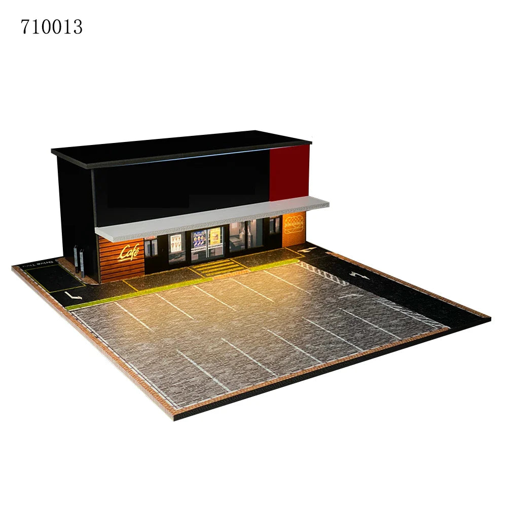 GFans 1:64 Scale Diorama Car Garage Model – LED Lighted Parking Lot DIY City Set for Collection & Display Gifts