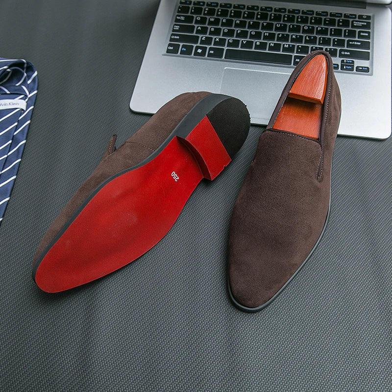 Men's Red Bottom Loafers - Solid Slip-On Party & Dress Shoes Size 38-48