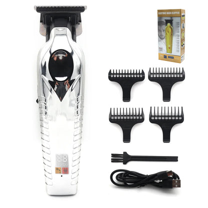 Men's Hair Trimmer – Zero Gapped DLC T-Blade, LED Display, Low Noise, Cordless Professional Hair Clipper for Finishing