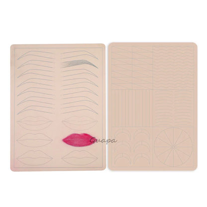 Silicone Practice Skin for Permanent Makeup — Double-Sided Latex Sheet with Brows Design for Hair Stroke Training