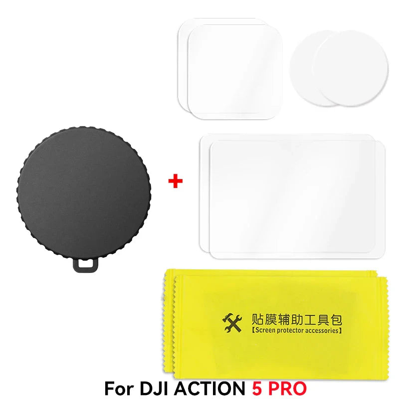 Silicone Camera Lens Dust Cover for DJI Osmo Action 4/5 Pro – Non-Slip Lens Protector with Tempered Film Accessory