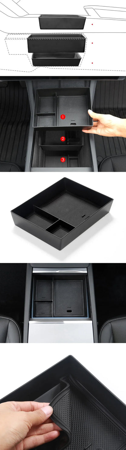 Tesla Model 3 Highland 2024 Center Console Storage Box – Armrest Organizer Accessory for Model 3 Stowing & Tidying