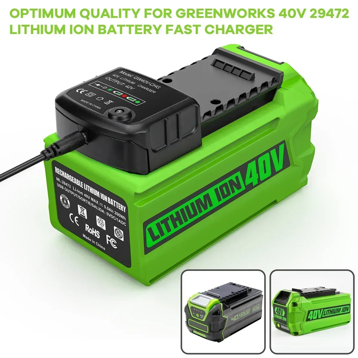 Greenworks 40V 6Ah G-MAX Li-Ion Replacement Battery – Compatible with Lawn Mowers & Power Tools