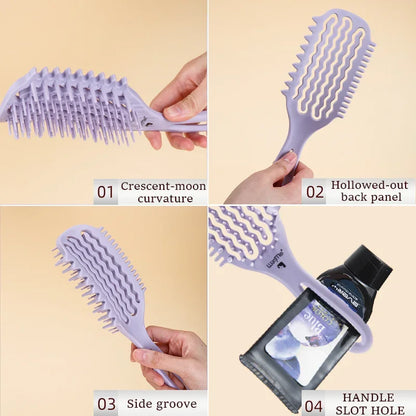 WANMEI Air Cushion Detangler Brush Set – Scalp Massage Comb, Cleaner & 52 Hair Bands, Anti-Frizz Wet/Dry Styling Tool