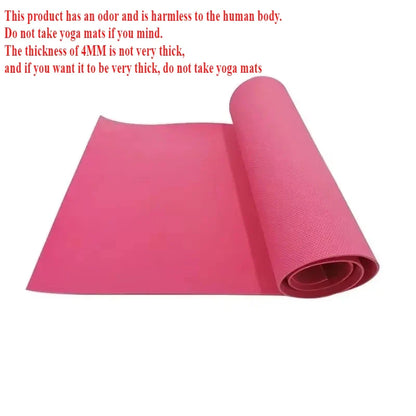 4MM Yoga Mat 173x61cm – Non-Slip, Odorless Pilates & Fitness Exercise Mat with Carry Strap