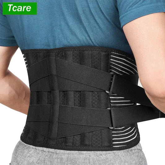 Tcare Sports Lower Back Brace with 6 Stays – Breathable Lumbar Support Belt for Pain Relief, Work Support & Anti-Skid Stability Strap