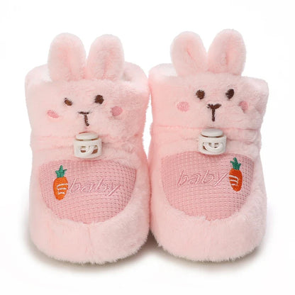 Infant Pre-Walker Shoes - Soft Plush Bunny & Bear Winter Booties for Babies 0–1 Year