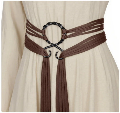 Women’s Bohemian Rope Belt - Adjustable Braided Waist Belt with Fringe and Loop Knot