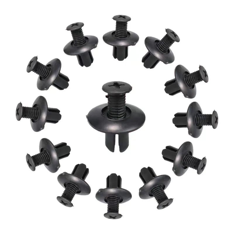 5/100pcs 8mm Plastic Rivets – Black Car Bumper & Fender Fastener Clips for Toyota, Kia, Nissan, Yamaha