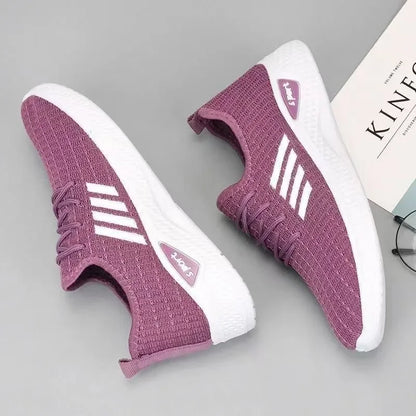 Women’s Mom Shoes Mesh Low-Top Sneakers – Soft Fly-Knit Casual Running Shoes for Spring & Summer