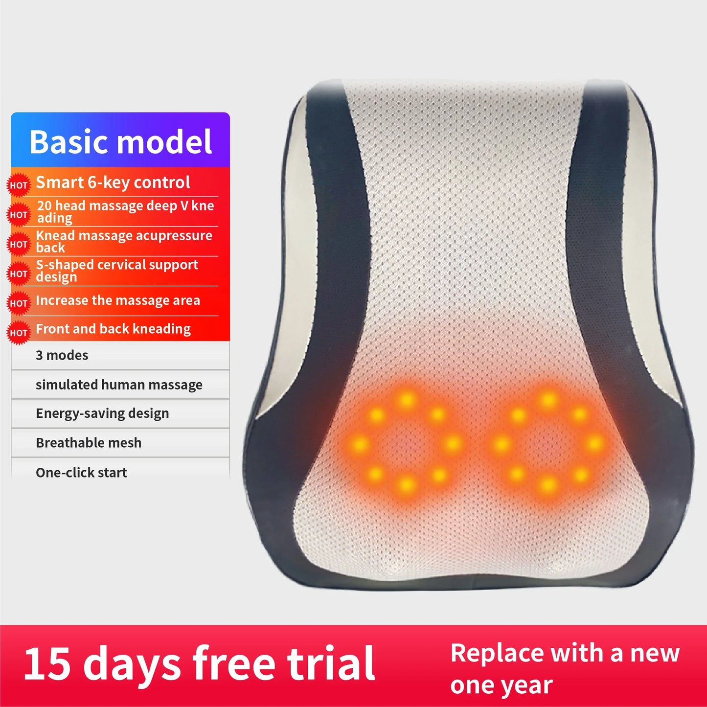 Electric Shiatsu Neck & Back Massager Pillow with Heating & Vibration – Manufacturer Direct Cervical Traction Body Massager for Car
